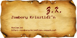 Zombory Krisztián névjegykártya